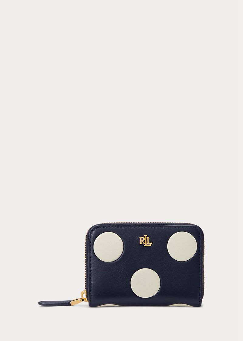 ローレン 財布 レディース ネイビー Polka-dot-debossed レザー Zip XMUVI0841